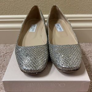 Jimmy Choo 247FINLAY Glitter Fabric - Champagne Size 8 B